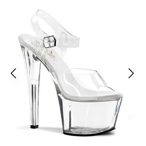 Pleaser Sky-308 Sandals - clear - size 7 - 7 inches